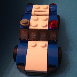 Lego blue racer front view