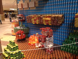 Canned food drive display, Kansas City Mall