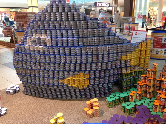 Canned food drive display, Kansas City Mall